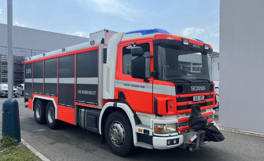 Scania  P124 124G.420 6×4, Rosenbauer 5000L vody + 1000L peny,  penotvorný, systém  Conti Cafs 400-2400