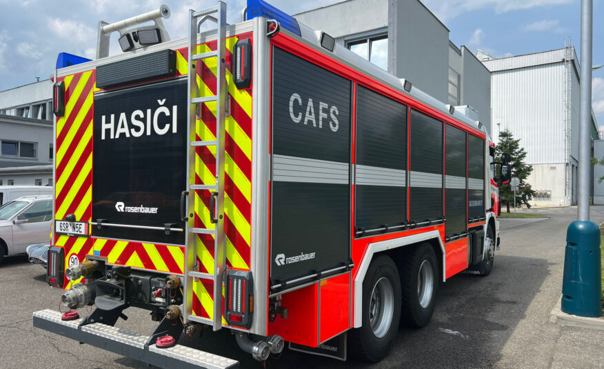 Scania  P124 124G.420 6×4, Rosenbauer 5000L vody + 1000L peny,  penotvorný, systém  Conti Cafs 400-2400